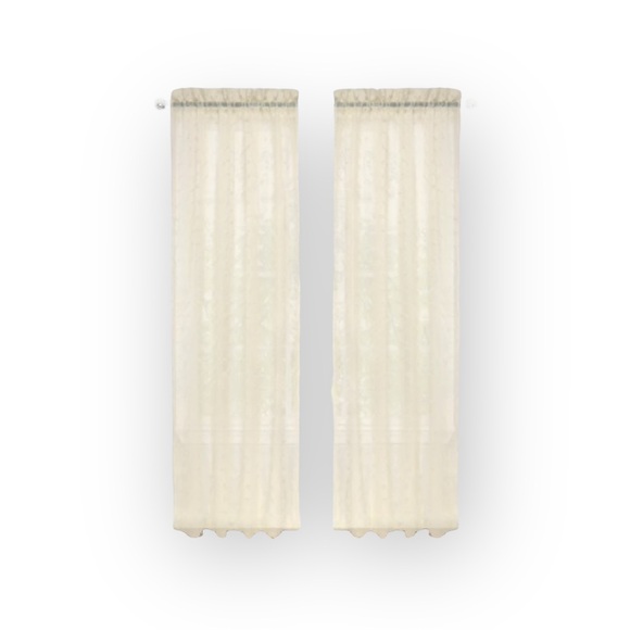 new Boho Chic ✶ Set 2 Rod Pocket Panel Curtains ✶ Semi Sheer Natural ✶ 40” x 84” - Picture 14 of 15